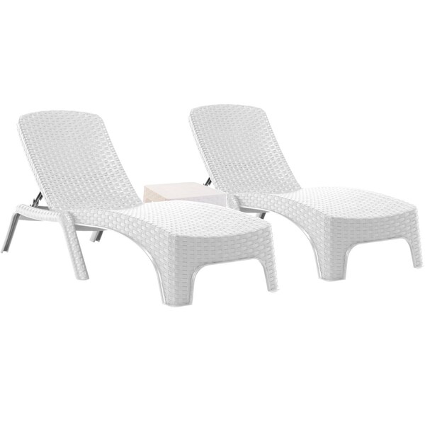 Rainbow Outdoor Roma 3-Piece Chaise Lounger Set-White RBO-ROMA-WHT-3CL - main